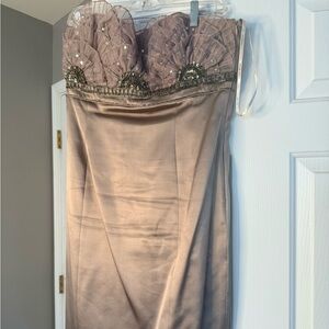 Karen Millen Strapless Taupe Dress with Embellishments